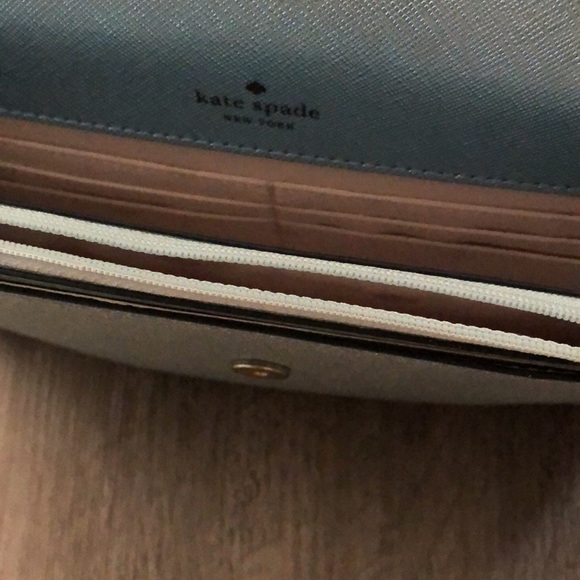 Kate Spade Tinsel Glitter Fabric Flap Crossbody Color Frosty Sky NWT - Picture 11 of 16